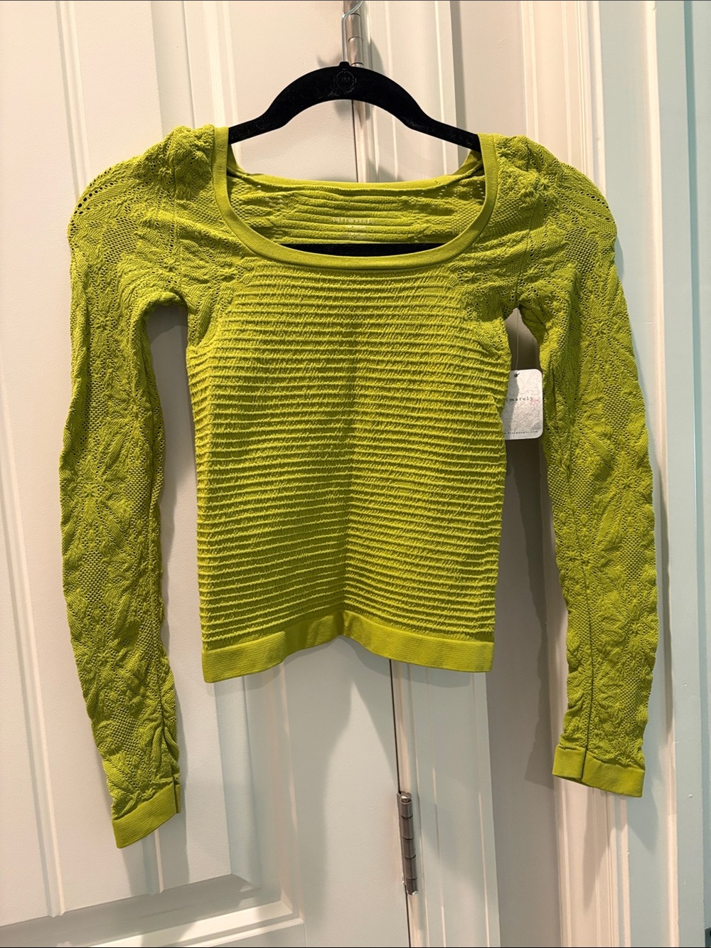 Free People Lime Green Long Sleeve Knit Top